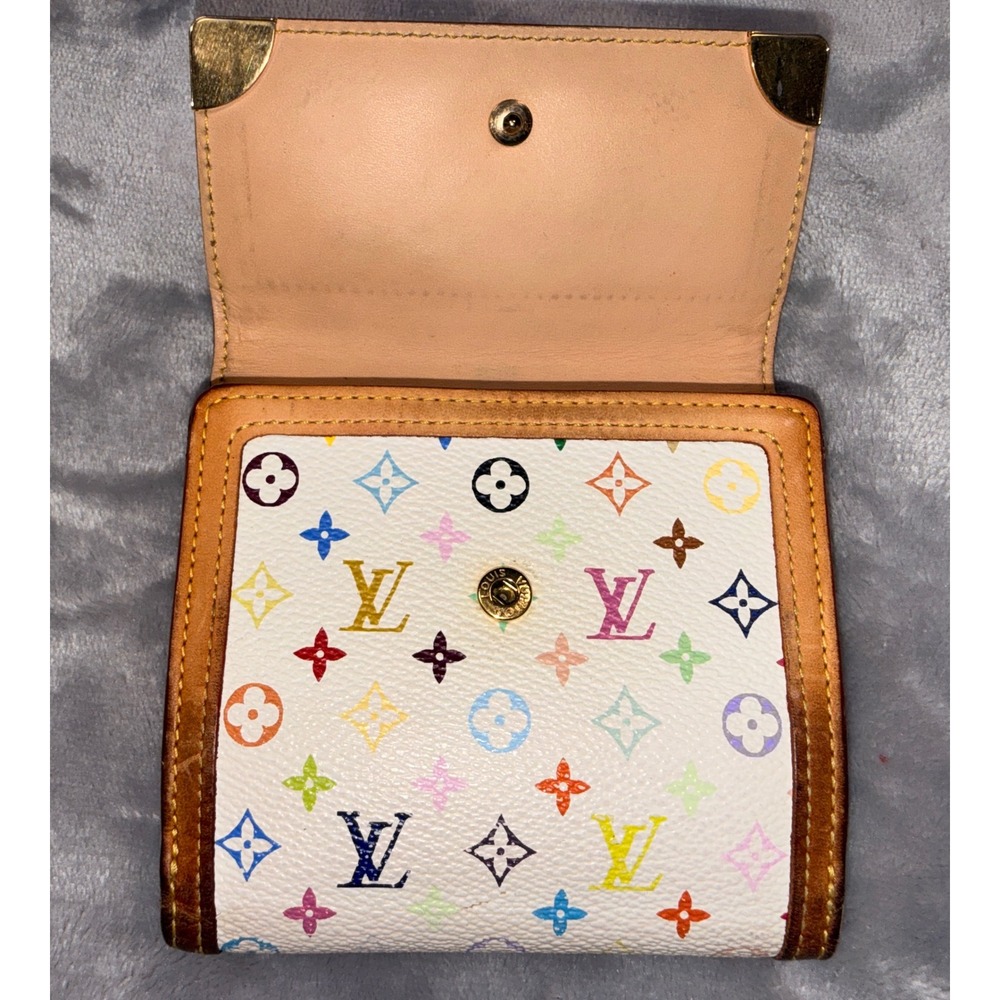 Louis Vuitton Multicolore Monogram Portefeuille Elise Wallet‎ White Murakami Y2K - Picture 9 of 16